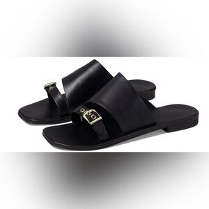 Free People Black Leather Mila Slides Sandals Shoes 8